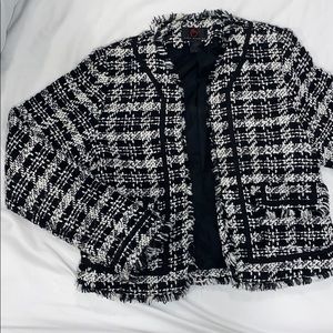 Tweed check black and white blazer
